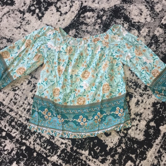 🌟New Listing🌟 Aqua Dream Off Shoulder Blouse - Picture 4 of 4
